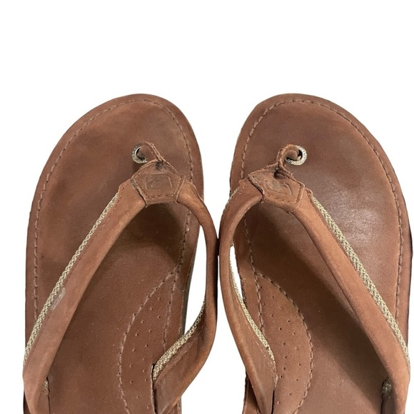Sperry Top Slider Brown Leather Thong Slippers/ Sandals size 9 - Picture 7 of 13